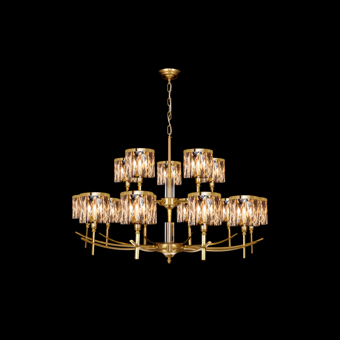 Opulence 15 Arm 2 Tier Chandelier Satin Gold - MD737D-15ASG