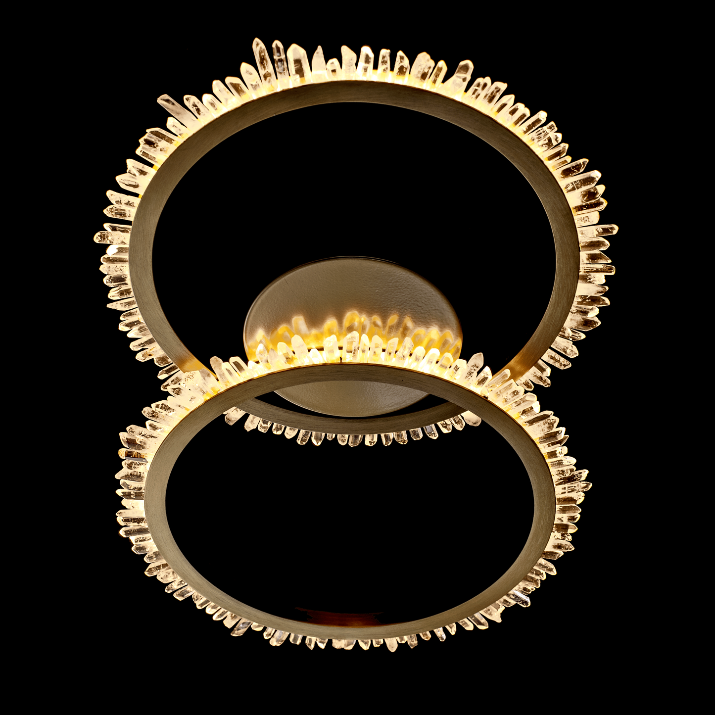 Quartz Halo Double Ring Flush Light Satin Gold - MX20020154-2ASG
