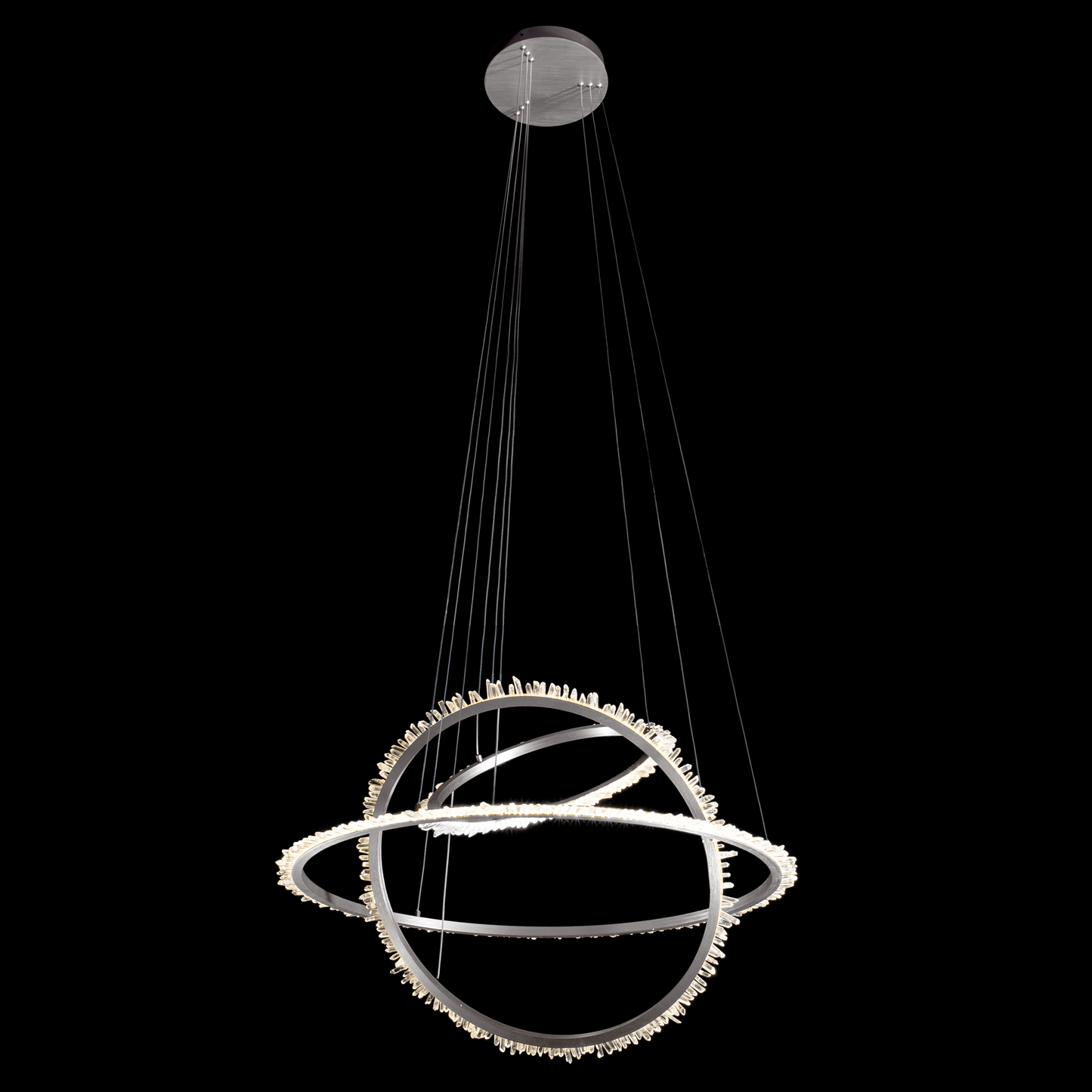 Quartz Halo Triple Ring Pendant Satin Nickel - MD20020154-3ASN