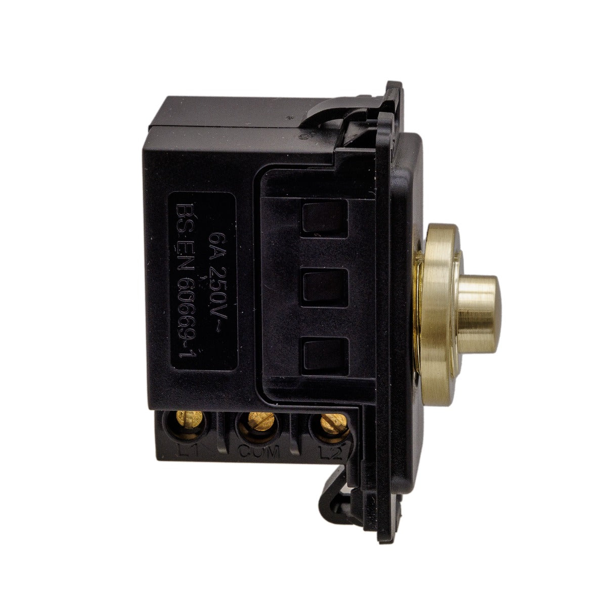 Soho Lighting Brushed Brass 6A 2 Way Retractive Push Button CM Grid Module Switch