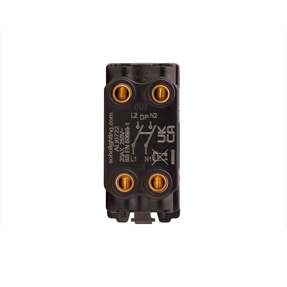 White 20A Double Pole RM-Grid Switch Module with Neon