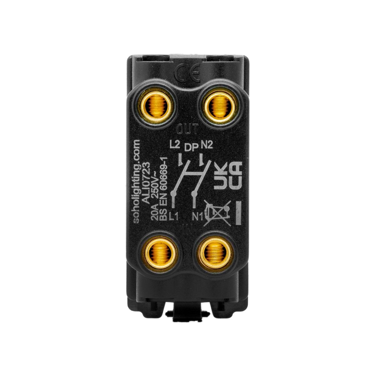 Soho Lighting Matt Black 20A 1 Way Double Pole Retractive RM-Grid Switch Module