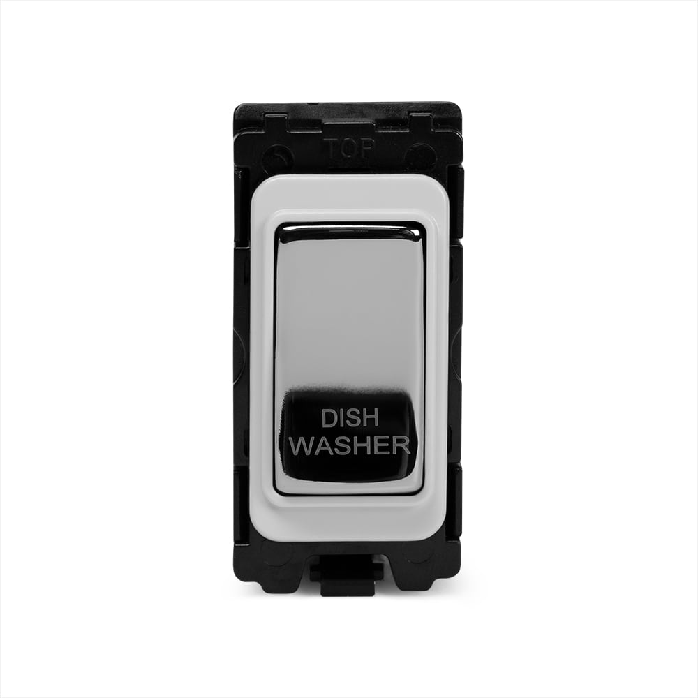 The Finsbury Collection Polished Chrome 20A Double Pole 'Dishwasher' RM-Grid Switch Module