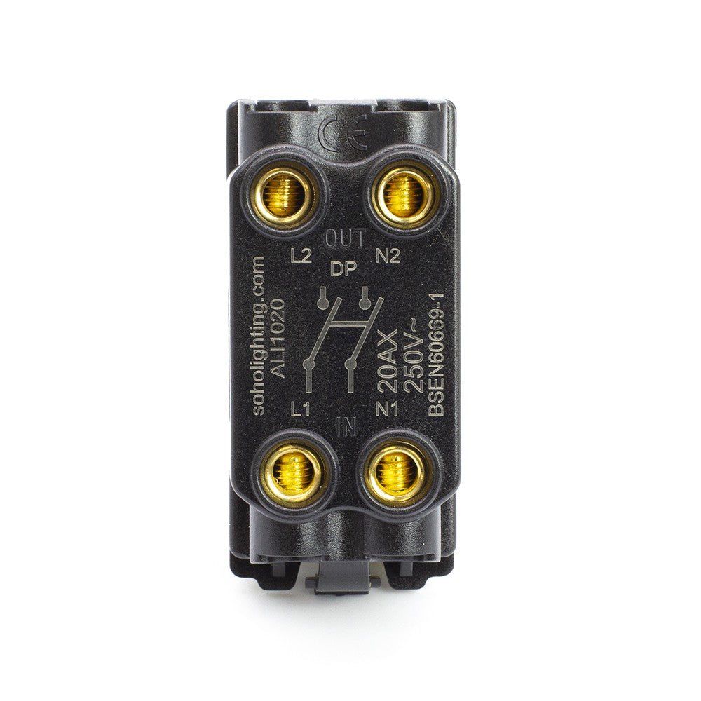 The Connaught Collection Black Nickel 20A Double Pole CM-Grid Toggle Switch Module