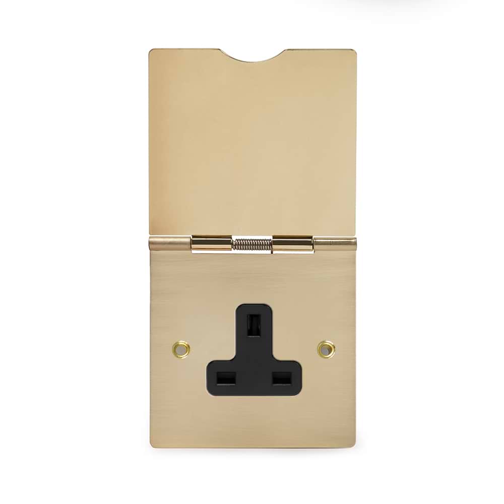 The Savoy Collection Brushed Brass 13A 1 Gang Floor Socket Blk Ins