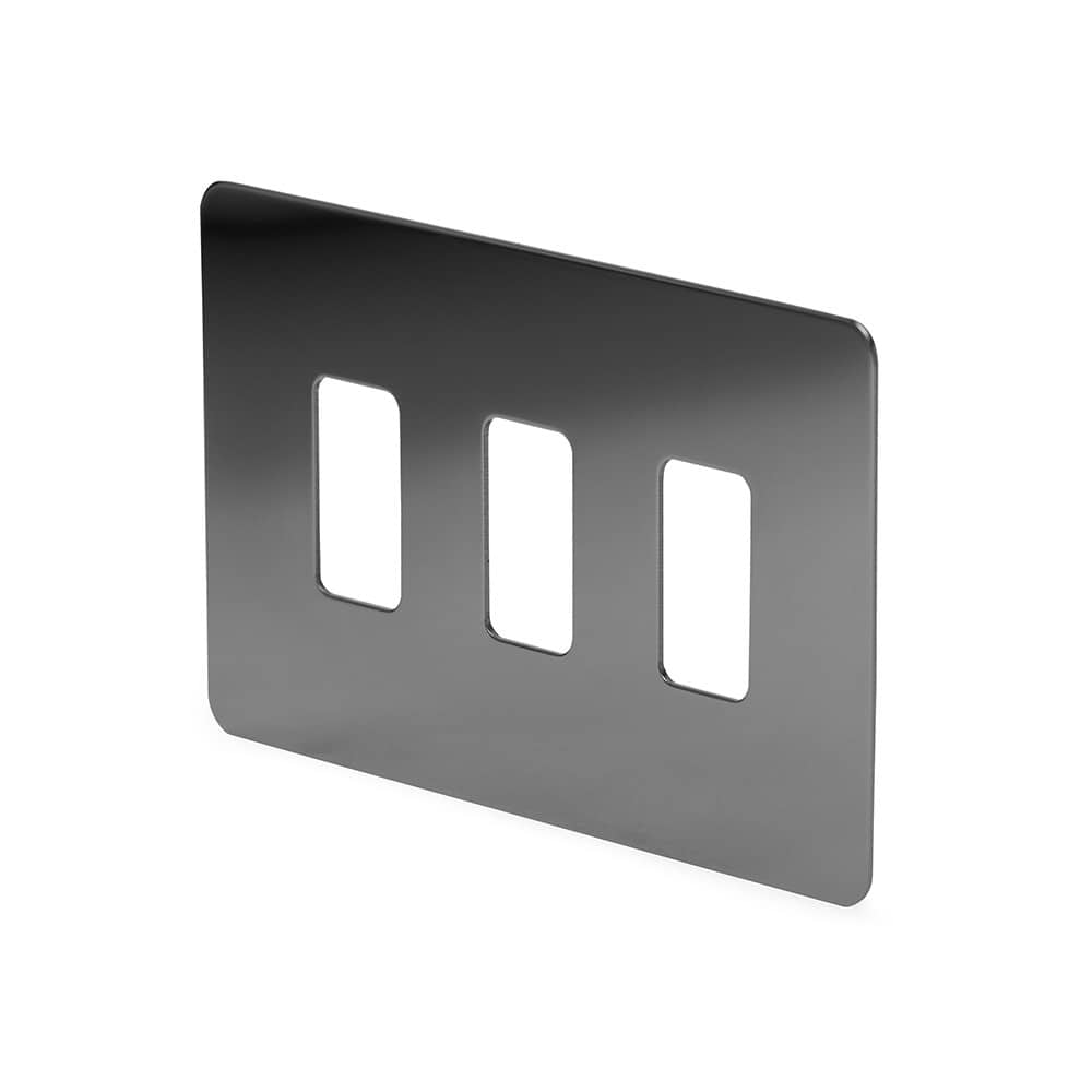 The Connaught Collection Black Nickel Flat Plate 3 Gang RM Rectangular Module Grid Switch Plate