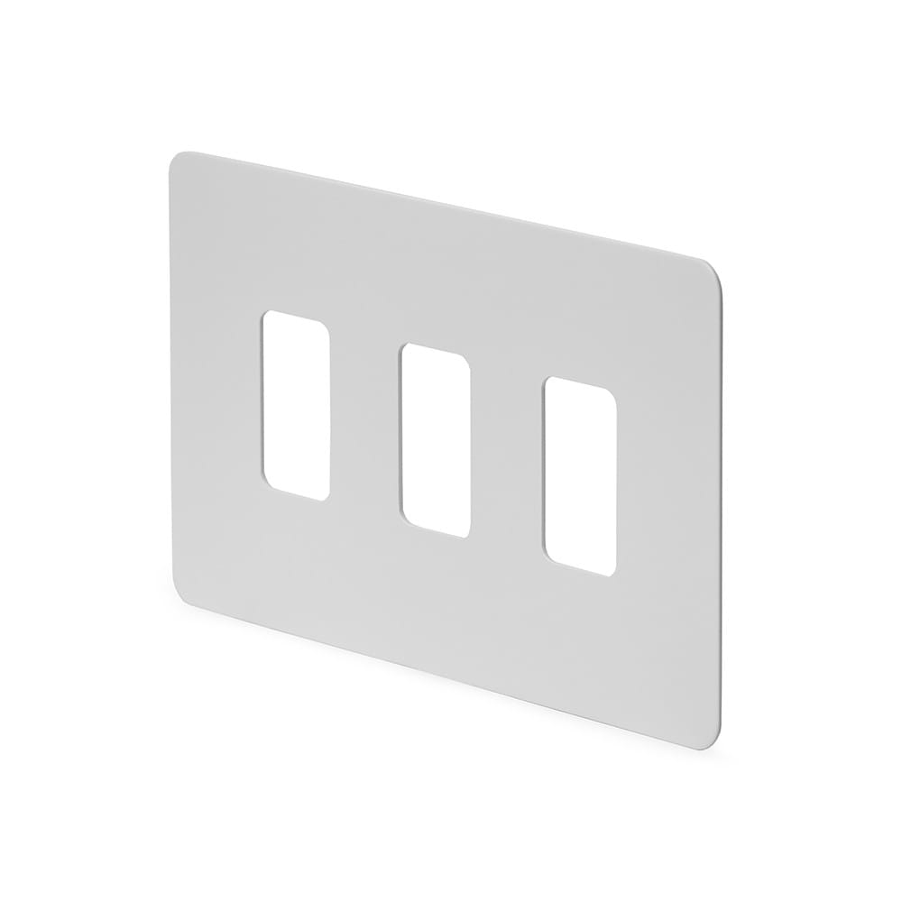 Soho Lighting White Metal Flat Plate 3 Gang RM Rectangular Module Grid Switch Plate