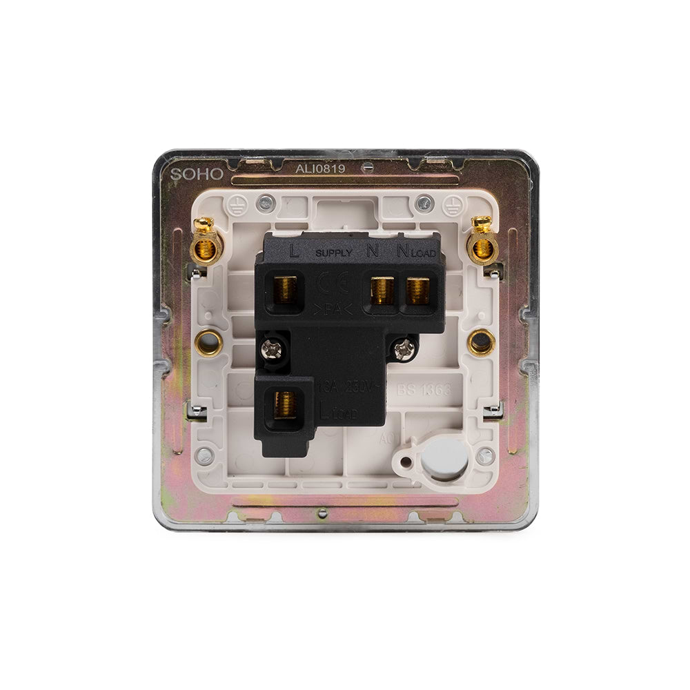 The Finsbury Collection Polished Chrome Flat Plate 13A Unswitched Fused Connection Unit (FCU) Wht Ins Screwless