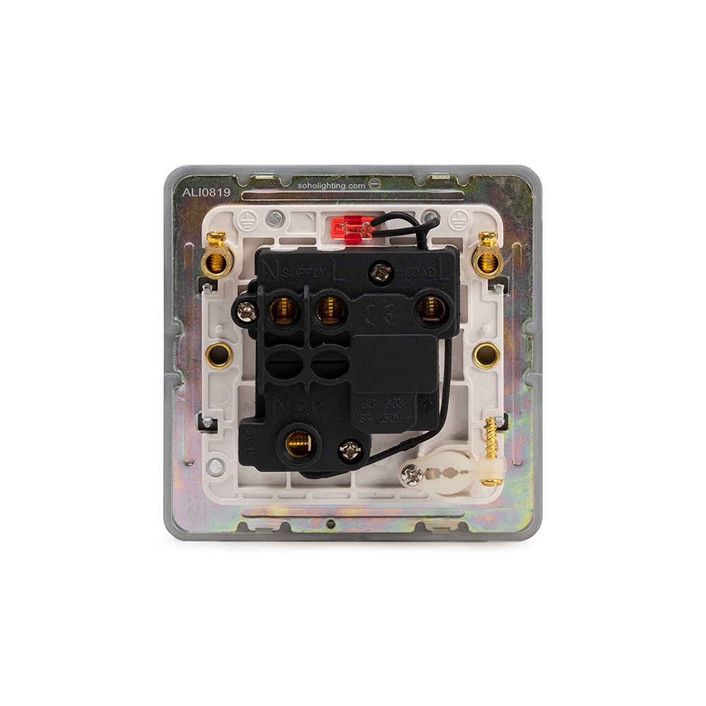 The Eldon Collection White Metal Flat Plate 13A Switched Fused Connection Unit (FCU) Flex Outlet With Neon Wht Ins Screwless