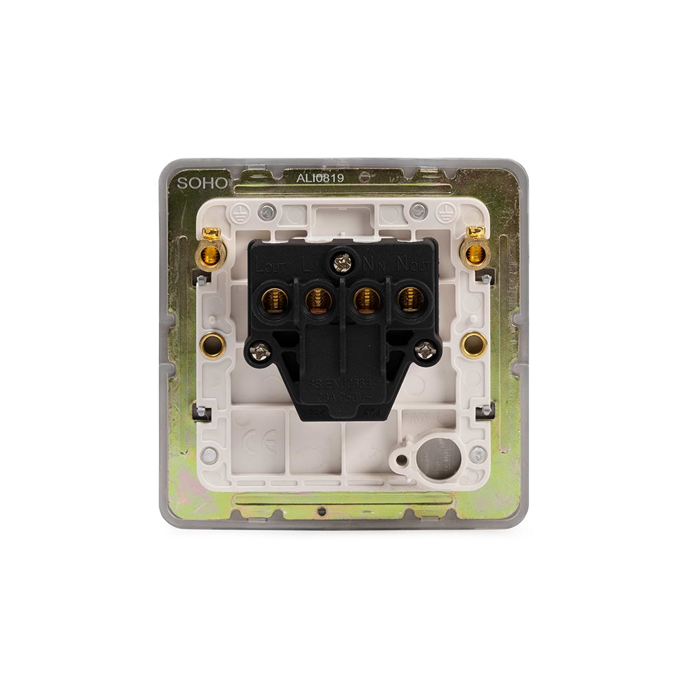 The Eldon Collection White Metal Flat Plate 20A 1 Gang Double Pole Switch Wht Ins Screwless