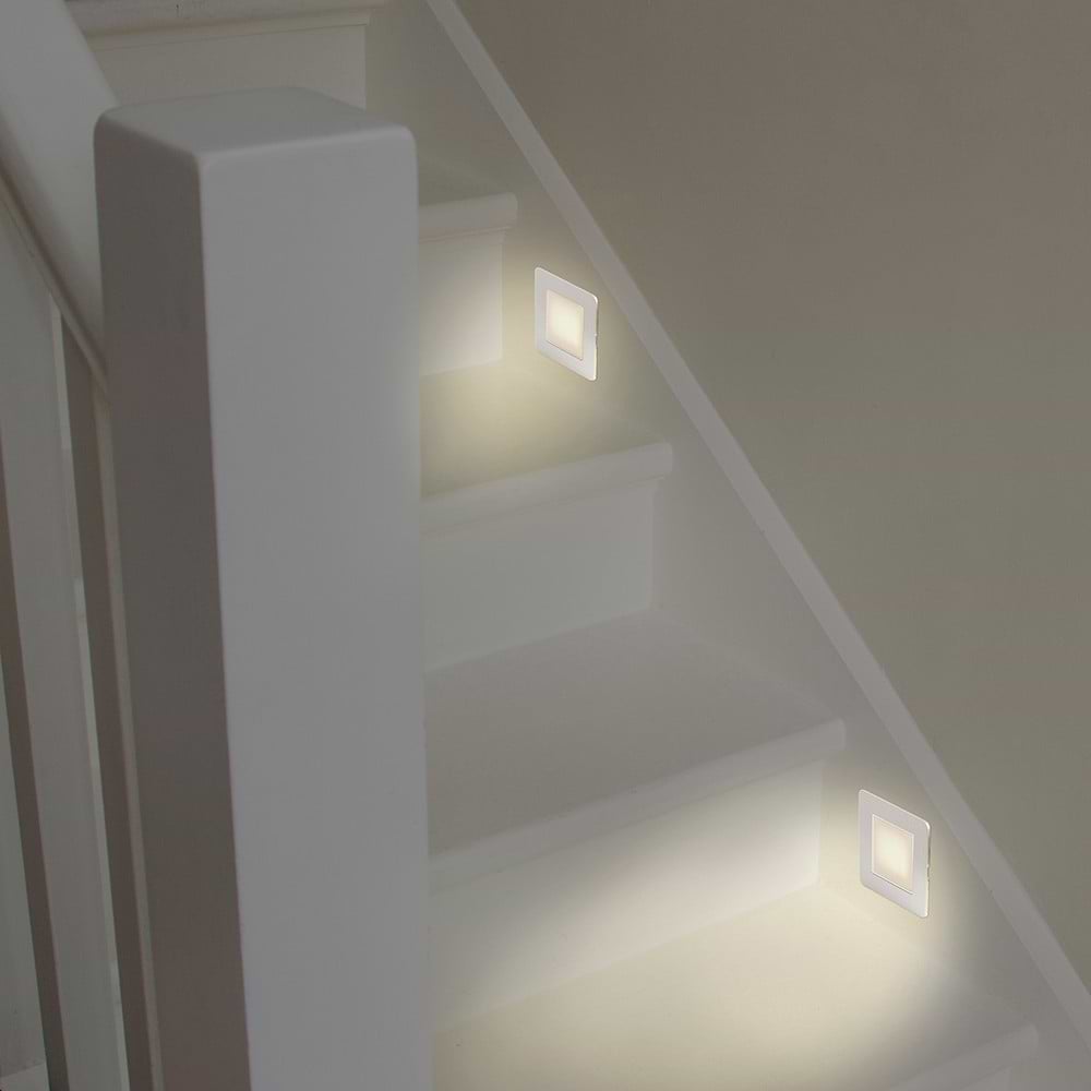 The Lombard Collection Brushed Chrome Flat Plate LED Stair Light - Warm White