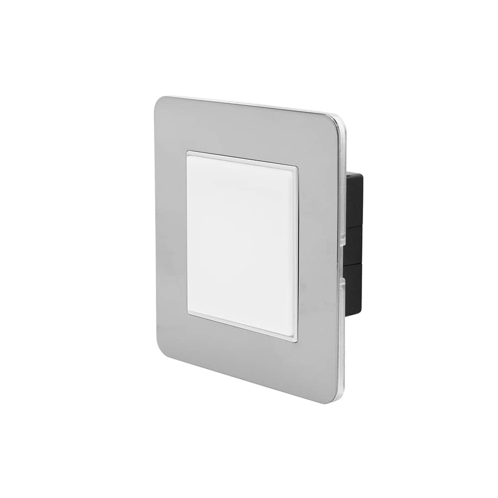 The Finsbury Collection Polished Chrome Flat Plate LED Stair Light - Warm White