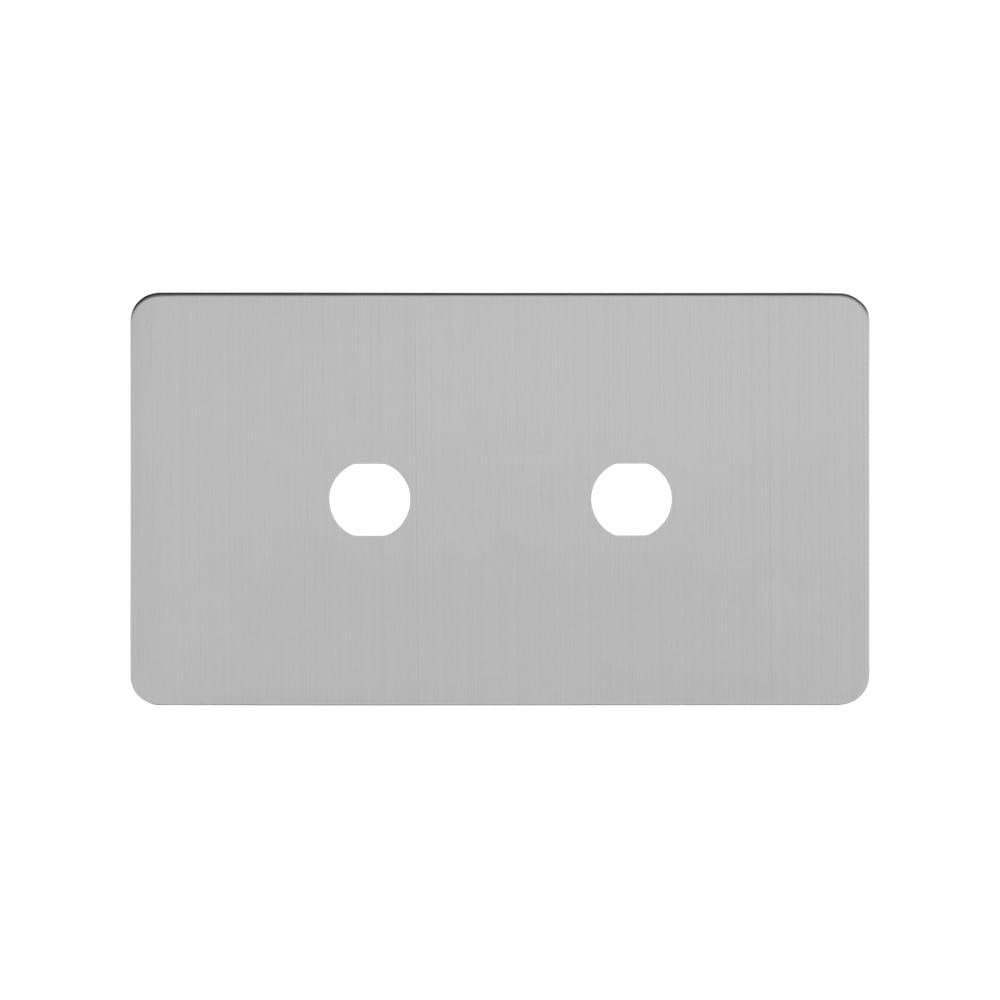 The Lombard Collection Brushed Chrome Flat Plate 2 Gang (Lg Plt) CM Circular Module Grid Switch Plate