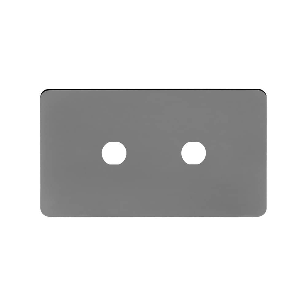 The Connaught Collection Black Nickel Flat Plate 2 Gang (Lg Plt) CM Circular Module Grid Switch Plate