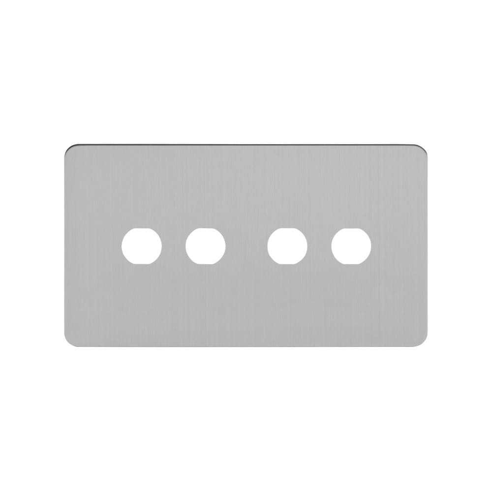 The Lombard Collection Brushed Chrome Flat Plate 4 Gang CM Circular Module Grid Switch Plate