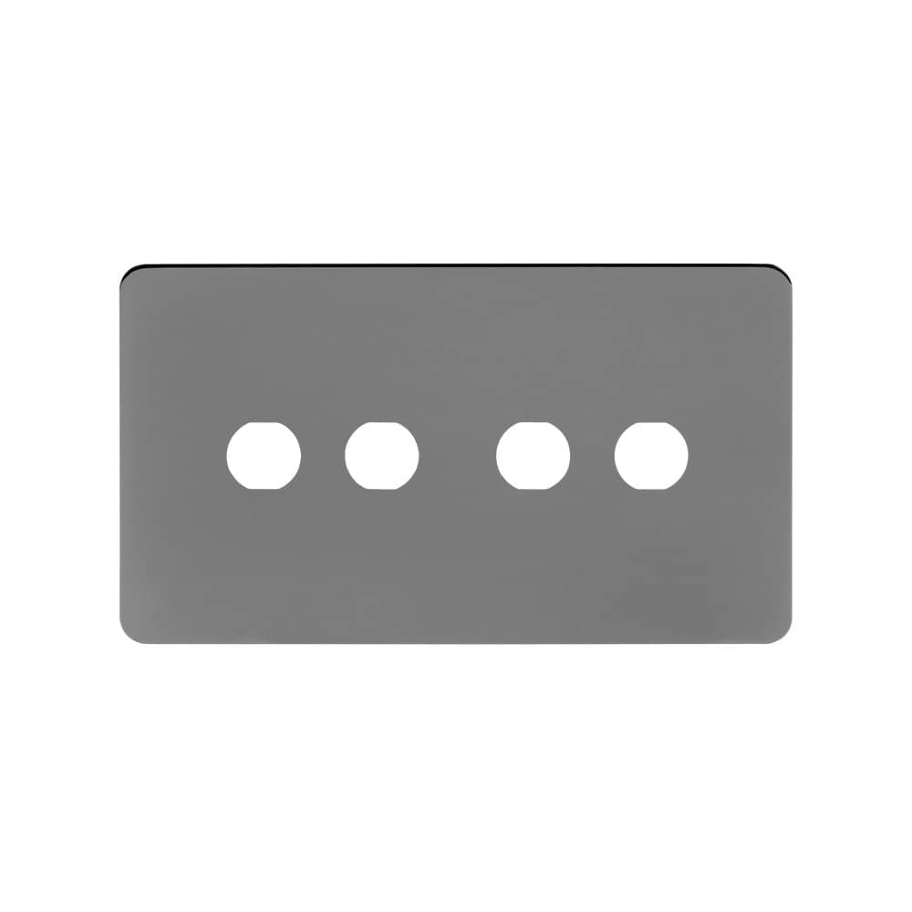 The Connaught Collection Black Nickel Flat Plate 4 Gang CM Circular Module Grid Switch Plate