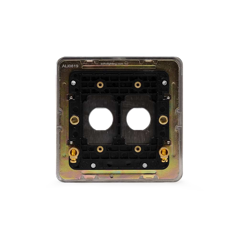 The Lombard Collection Brushed Chrome Flat Plate 2 Gang LT3 Toggle Plate ONLY
