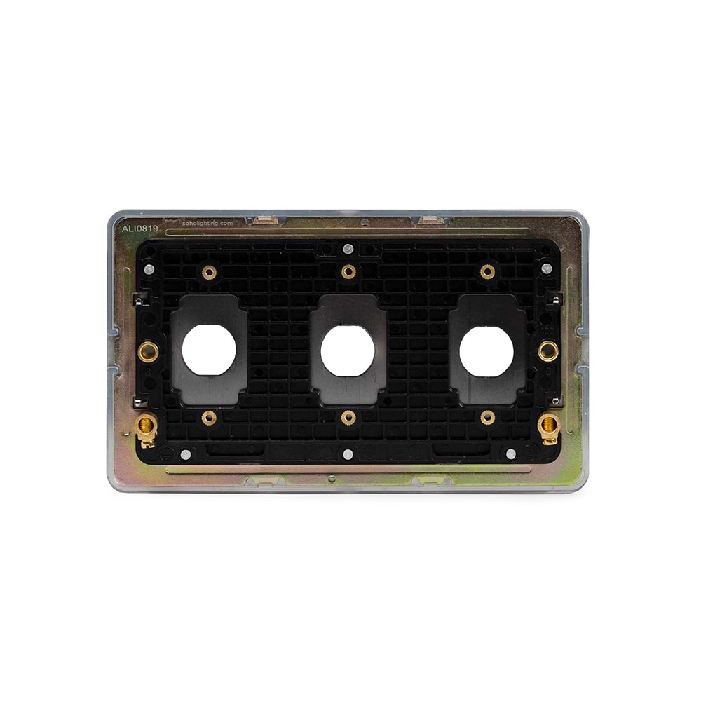 The Finsbury Collection Polished Chrome Flat Plate 3 Gang LT3 Toggle Plate ONLY