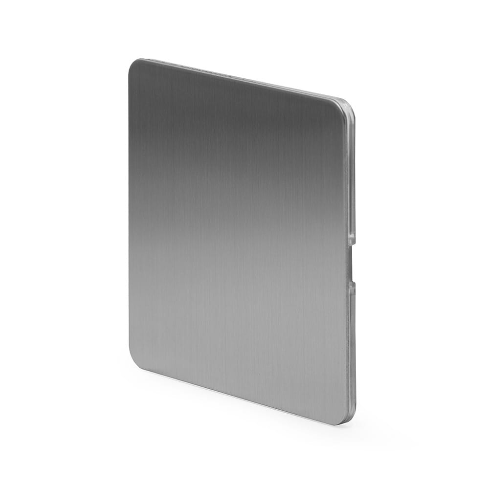 The Lombard Collection Brushed Chrome Flat Plate Single Blank Plates Screwless