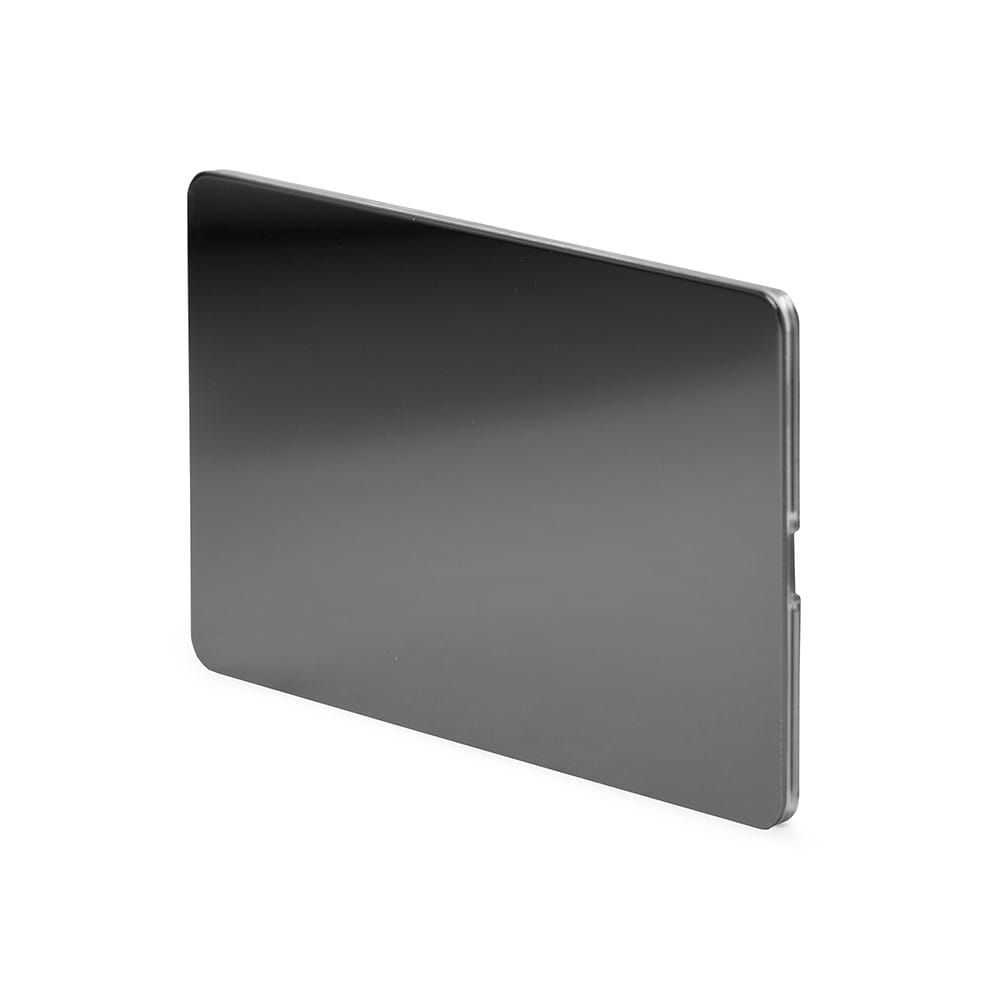 The Connaught Collection Black Nickel Flat Plate Double Blank Plates Screwless