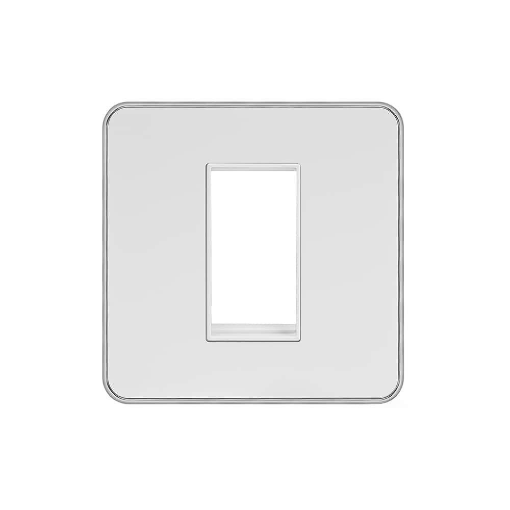 Soho Lighting White Metal Plate with Chrome Edge Single Data Plate 1 Module Screwless