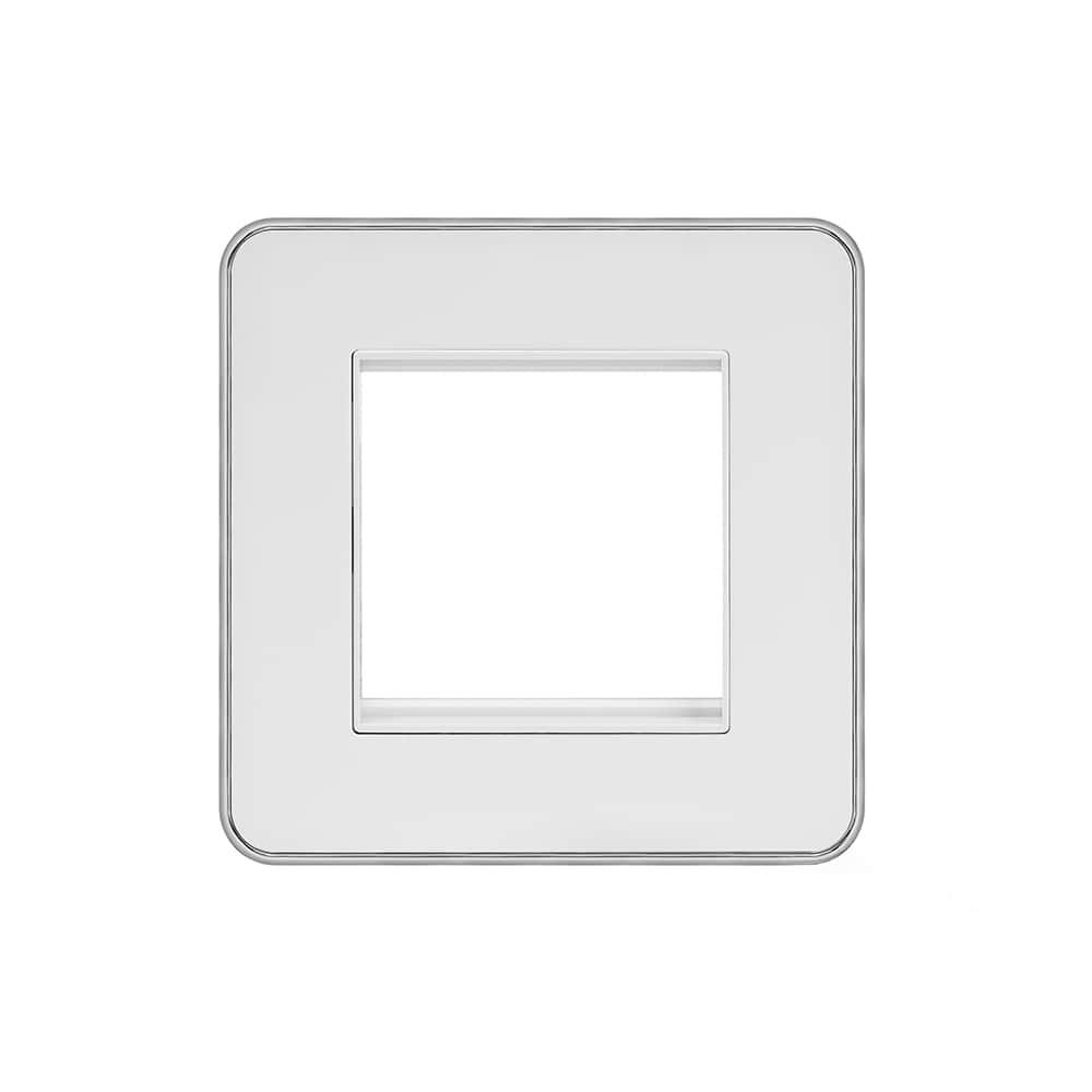 Soho Lighting White Metal Plate with Chrome Edge Single Data Plate 2 Module Screwless