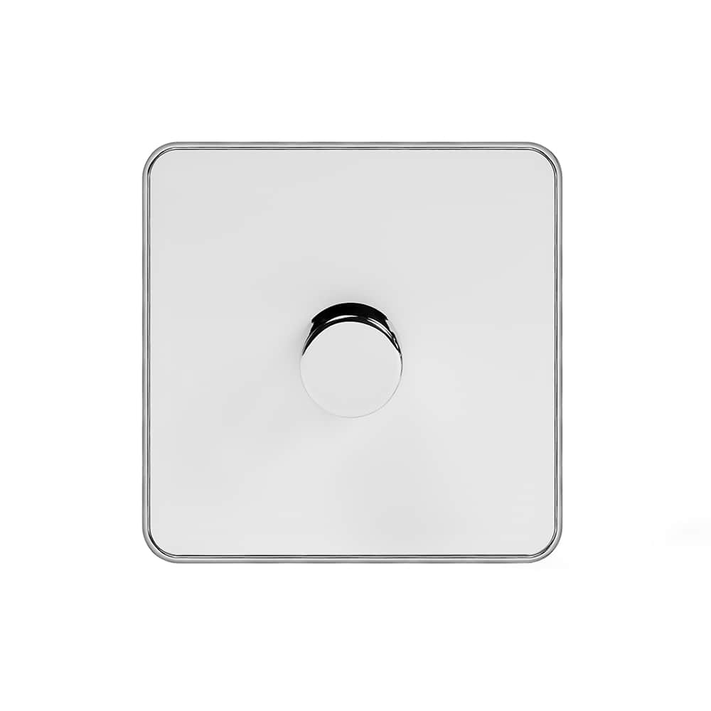 Soho Lighting White Metal & Polished Chrome 1 Gang 1000W DC1-10V Dimmer Switch