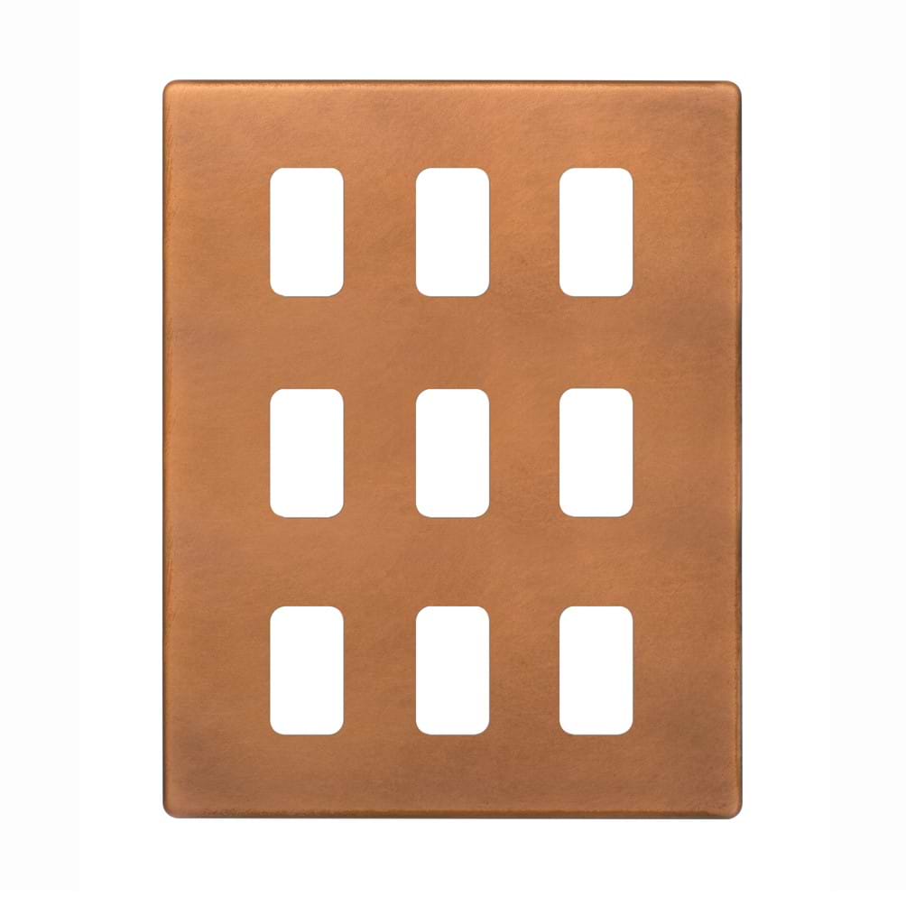 The Chiswick Collection Antique Copper 9 Gang RM Rectangular Module Grid Switch Plate