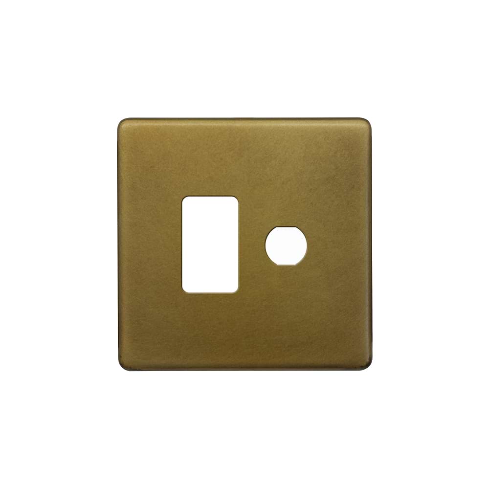 The Belgravia Collection Old Brass 2 Gang 1RM+1CM Dual Module Grid Switch Plate