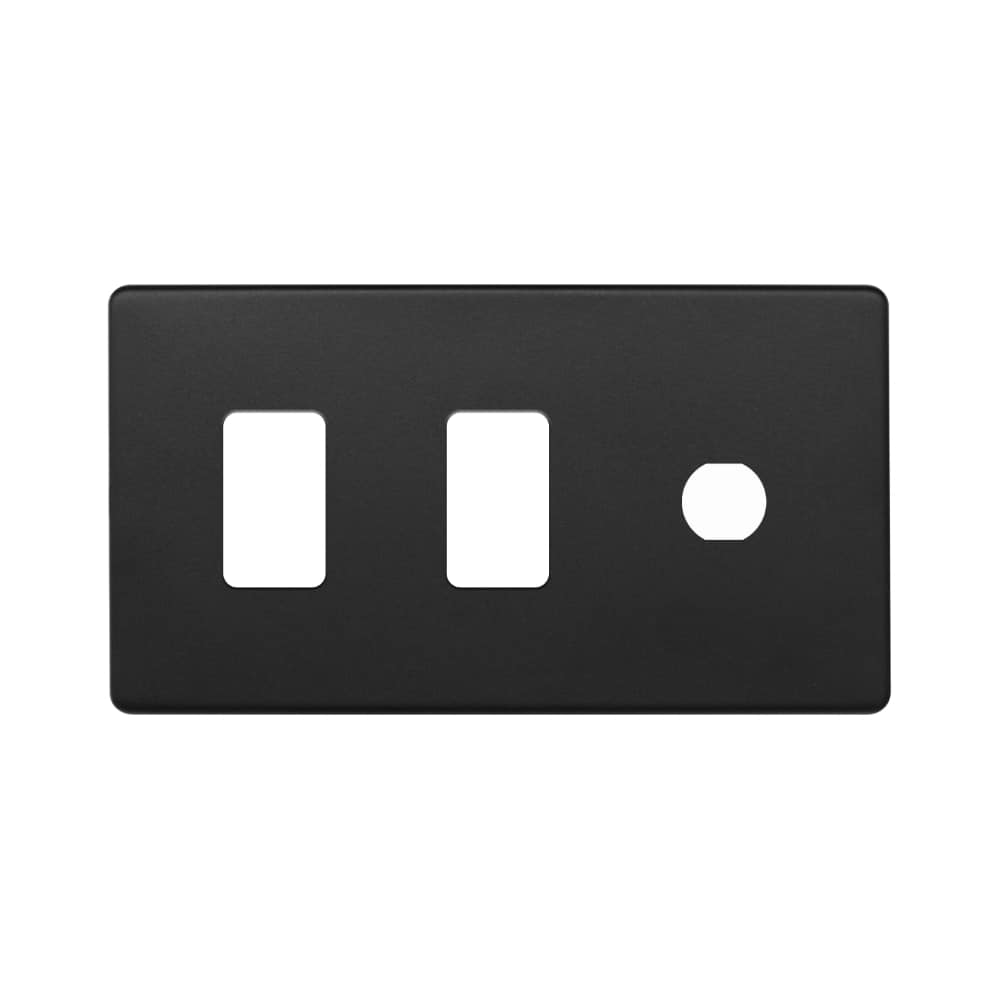 The Camden Collection Matt Black 3 Gang 2RM+1CM Dual Module Grid Switch Plate