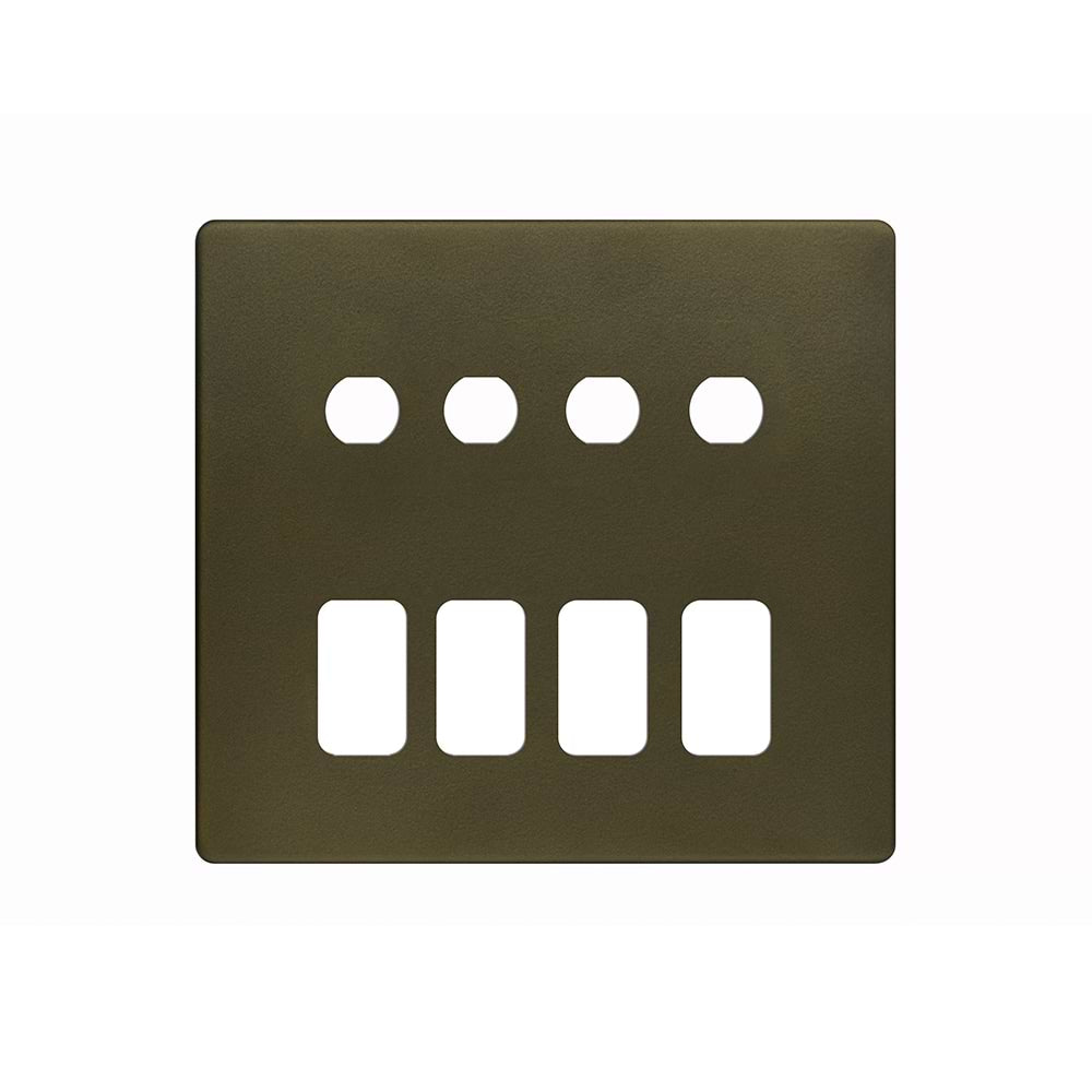 The Eton Collection Bronze 8 Gang 4RM+4CM Dual Module Grid Switch Plate