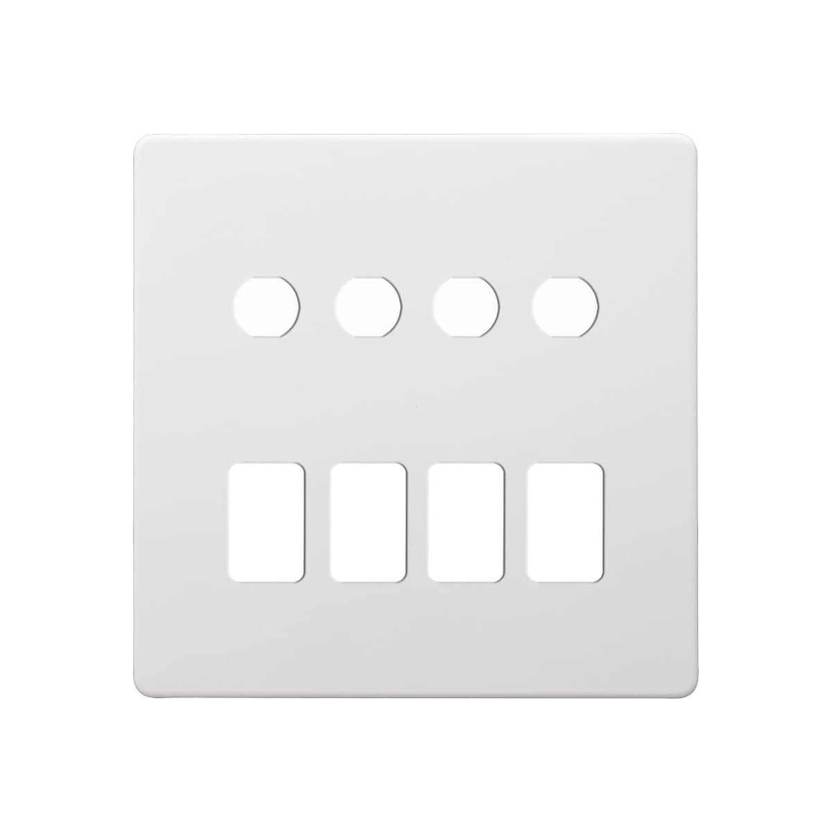 Soho Lighting Primed Paintable 8 Gang 4RM+4CM Dual Module Grid Plate