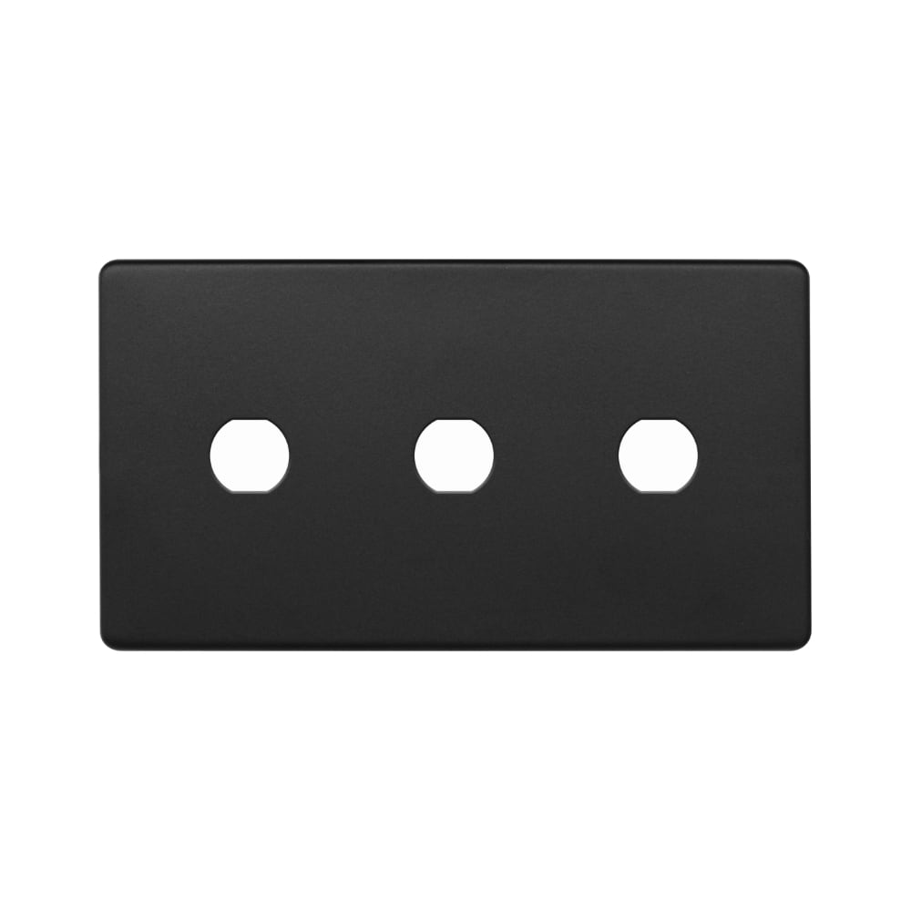 The Camden Collection Matt Black 3 Gang CM Circular Module Grid Switch Plate