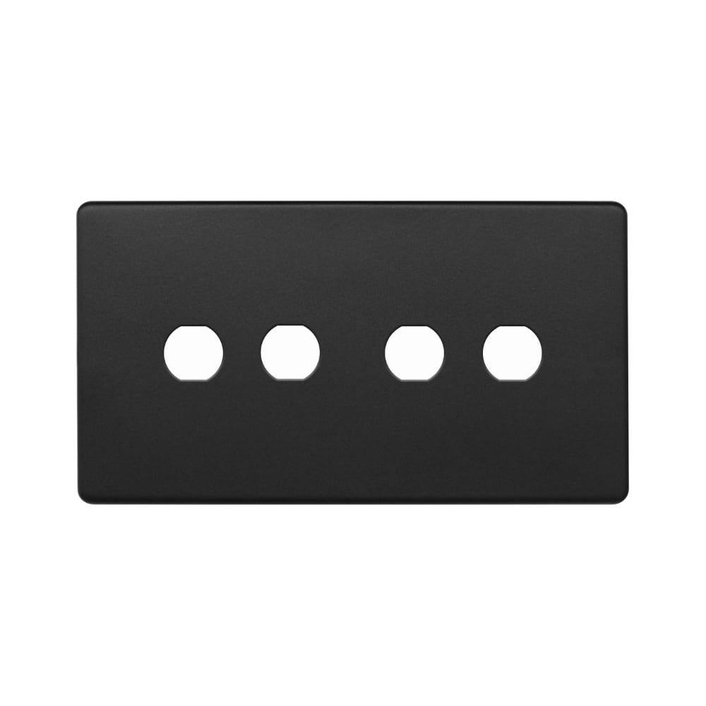 The Camden Collection Matt Black 4 Gang CM Circular Module Grid Switch Plate