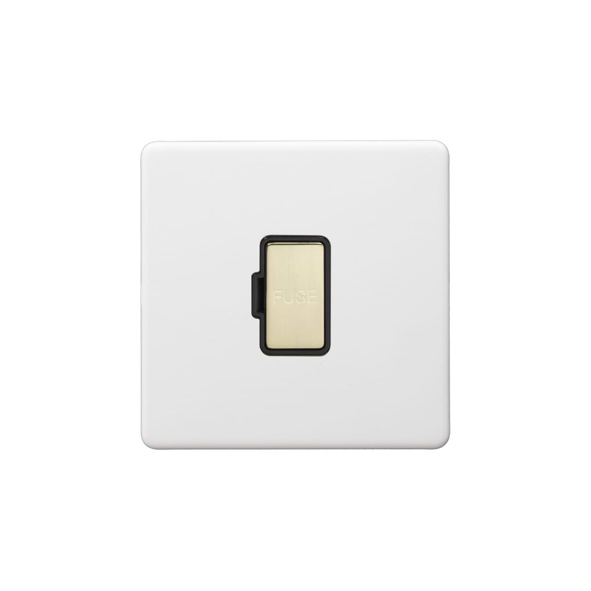 Soho Lighting Primed Paintable Fused Spur (FCU) Unswitched 13A Double Pole with Brushed Brass Switch with Black Insert