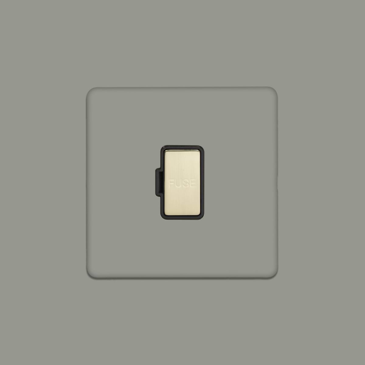 Soho Lighting Primed Paintable Fused Spur (FCU) Unswitched 13A Double Pole with Brushed Brass Switch with Black Insert