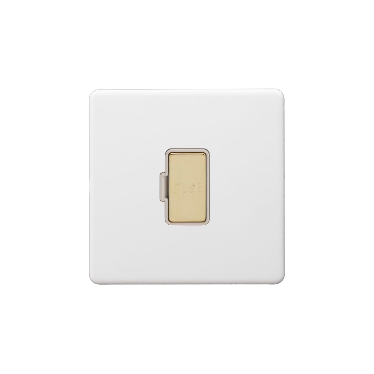 Soho Lighting Primed Paintable Fused Spur (FCU) Unswitched 13A Double Pole with Brushed Brass Switch with White Insert