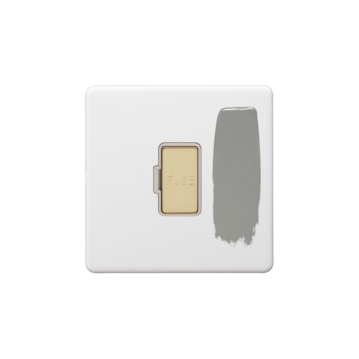 Soho Lighting Primed Paintable Fused Spur (FCU) Unswitched 13A Double Pole with Brushed Brass Switch with White Insert
