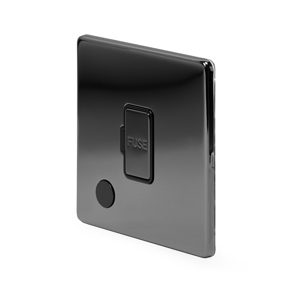 The Connaught Collection Black Nickel 13A Unswitched Fused Connection Unit (FCU) Flex Outlet Blk Ins Screwless