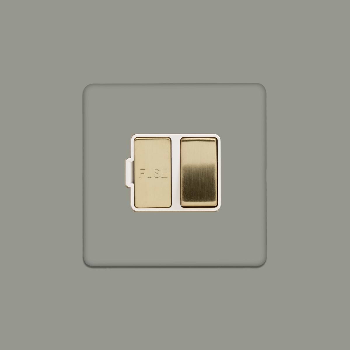 Soho Lighting Primed Paintable Switched Fused Spur (FCU) 13A Double Pole with Brushed Brass Switch with White Insert