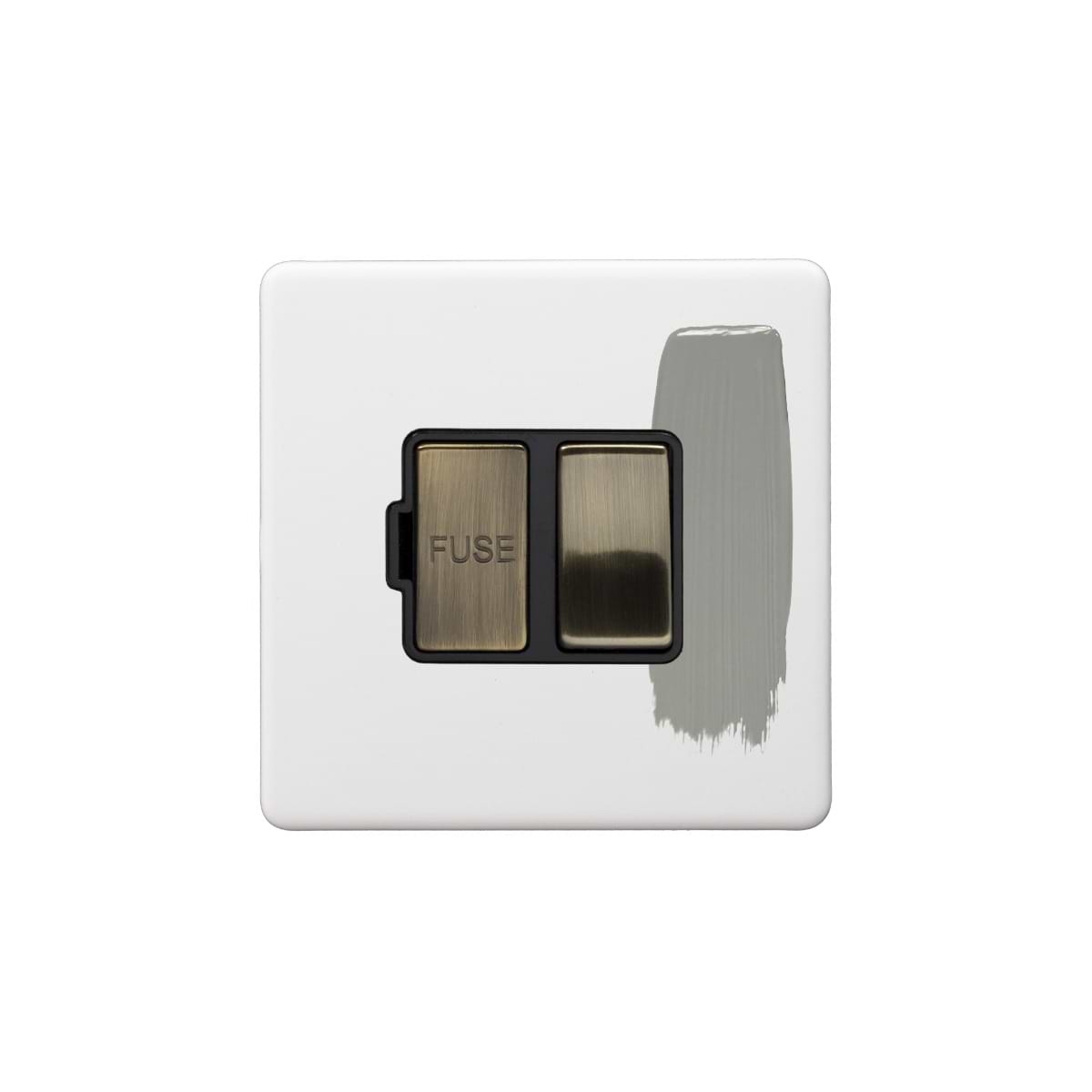 Soho Lighting Primed Paintable Switched Fused Spur (FCU) 13A Double Pole with Antique Brass Switch