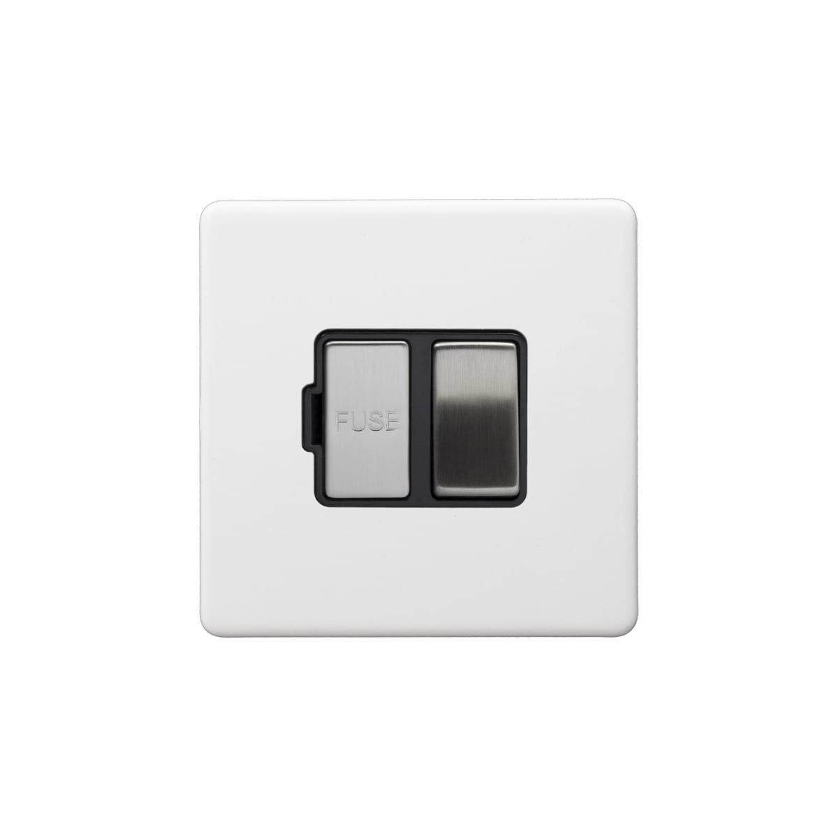 Soho Lighting Primed Paintable Switched Fused Spur (FCU) 13A Double Pole with Brushed Chrome Switch and Black Insert