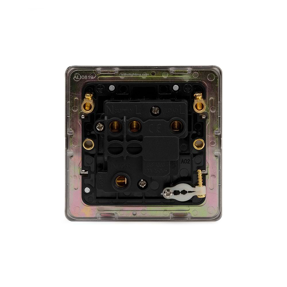 The Lombard Collection Brushed Chrome 13A Switched Fused Connection Unit (FCU) Flex Outlet Blk Ins Screwless
