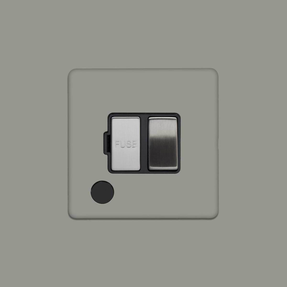 Soho Lighting Primed Paintable 13A Switched Fused Connection Unit (FCU) Flex Outlet with Brushed Chrome Switch and Black Insert