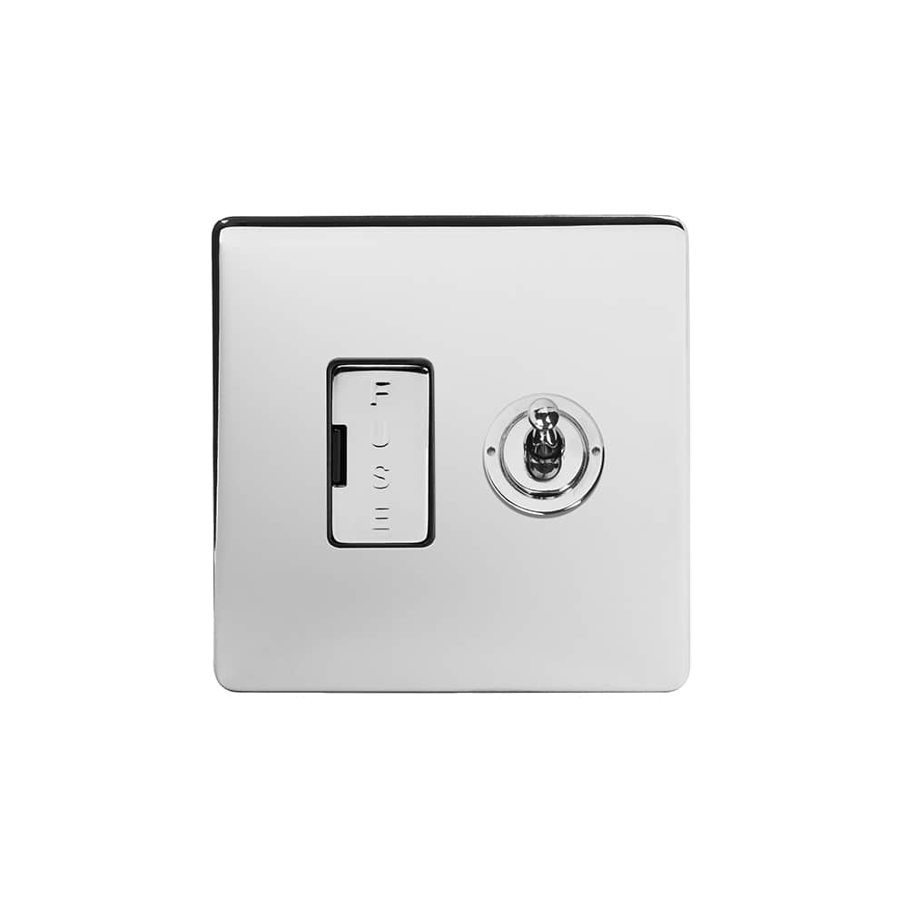 The Finsbury Collection Polished Chrome 13A Toggle Switched Fused Connection Unit (FCU) Black Inserts