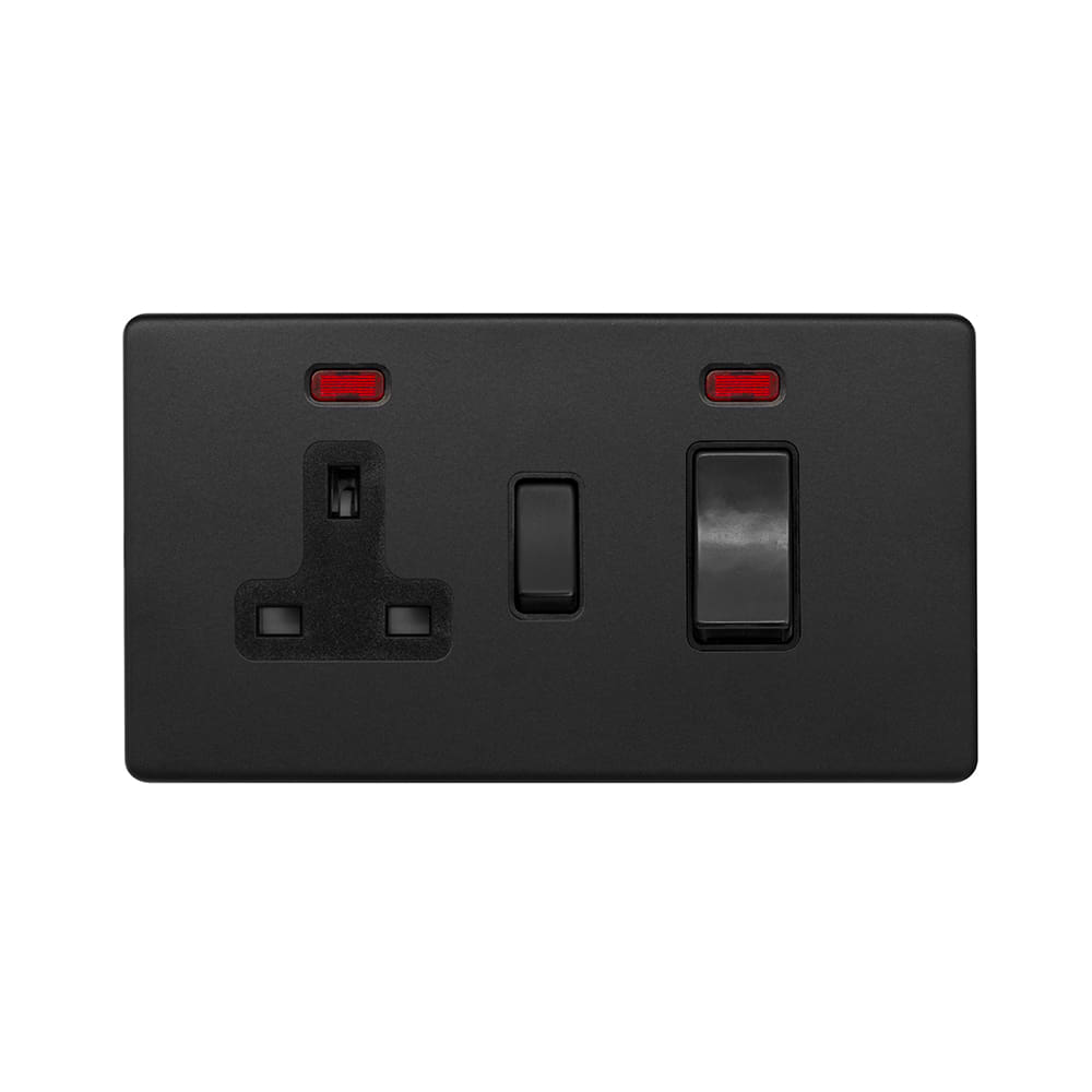 The Camden Collection Matt Black 45A Cooker Control Unit & Neon Screwless
