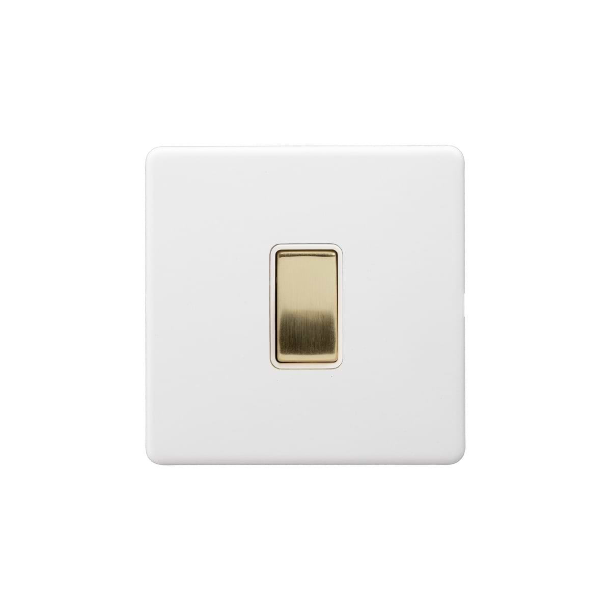Soho Lighting Primed Paintable 1 Gang Light Switch 2 Way 10A with Brushed Brass Switch with White Insert