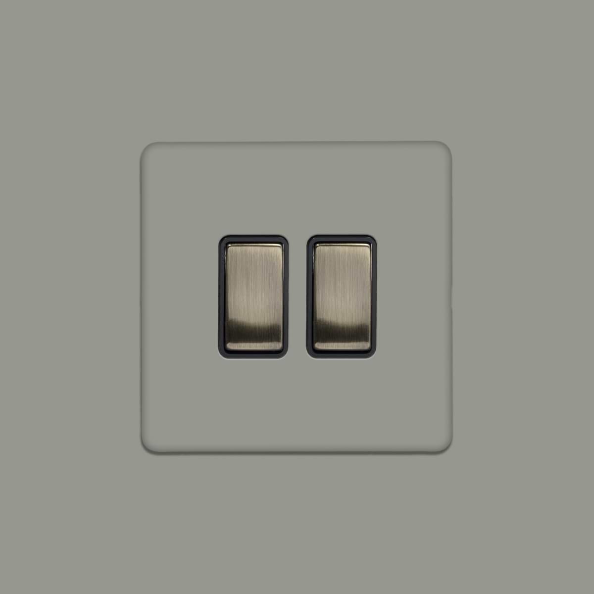 Soho Lighting Primed Paintable 2 Gang Light Switch 2-Way 10A with Antique Brass Switch