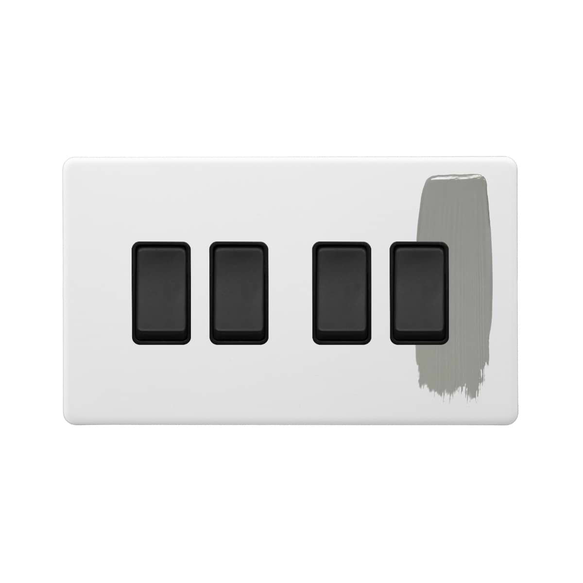Soho Lighting Primed Paintable 4 Gang 2 Way 10A Light Switch with Matt Black Switch