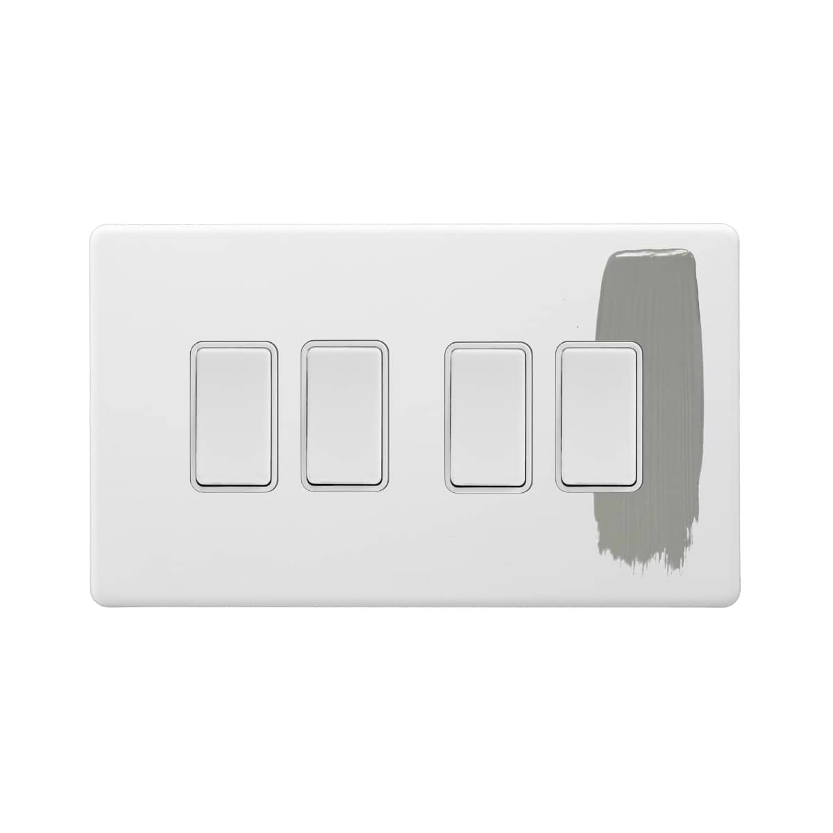 Soho Lighting Primed Paintable 4 Gang 2 Way 10A Light Switch with White Switch